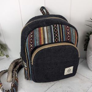 Freakmandu Hemp Mini Backpack Bag Boho Eco Friendly Unisex Hippie Festival Tote